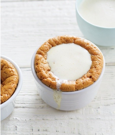 Pumpkin bread puddings with maple crème Anglaise