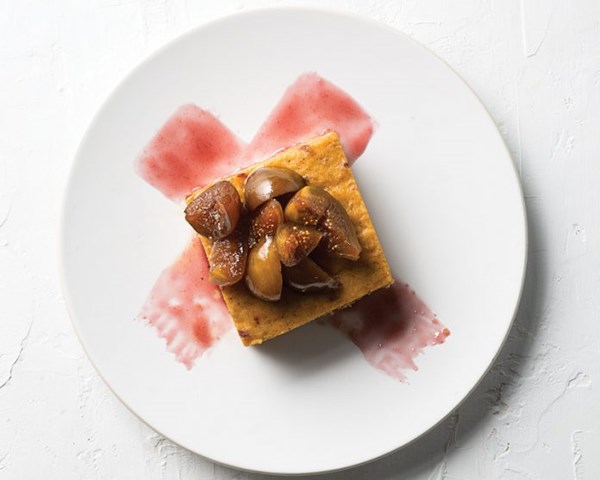 Pumpkin bread with Concord grape jam and drunken figs