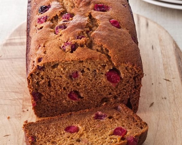 Pumpkin bread with cranberries