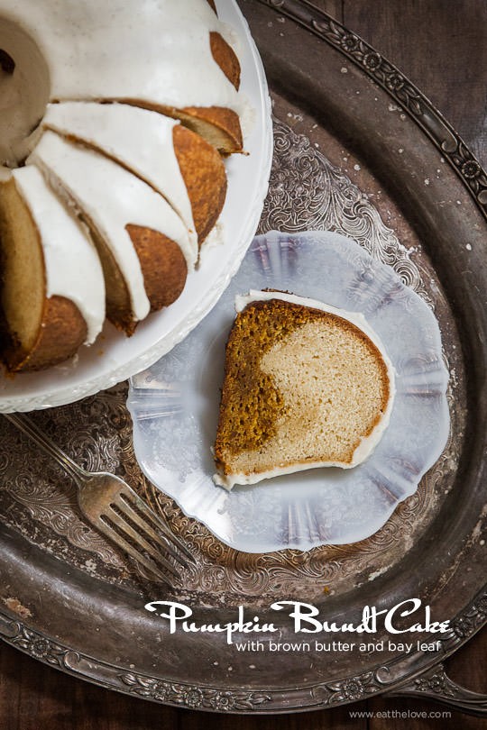 Pumpkin bundt cake with brown butter and bay leaf