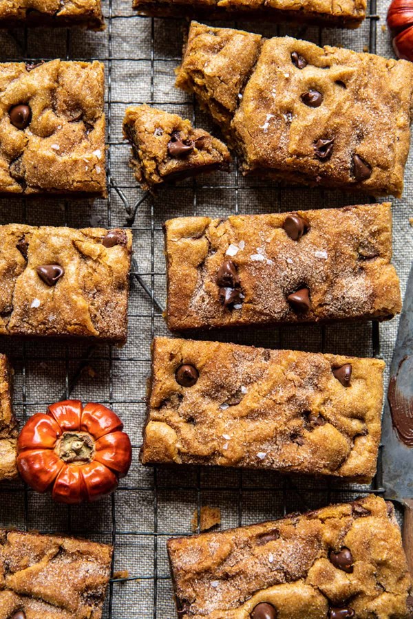 Pumpkin butter chocolate chip blondies
