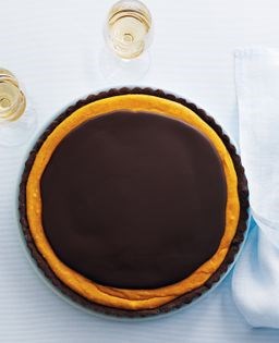 Pumpkin cheesecake and chocolate tart