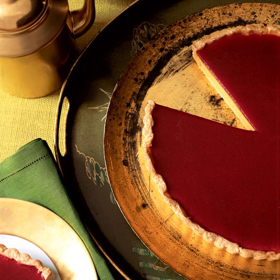 Pumpkin cheesecake tart with cranberry gelée [Deborah Racicot]