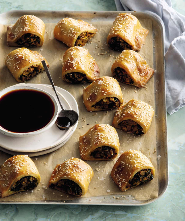 Pumpkin, chickpea and sage 'sausage' rolls