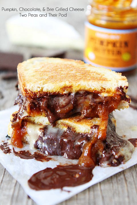 Pumpkin, chocolate, and Brie grilled cheese