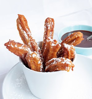 Pumpkin churros with cinnamon chocolate sauce