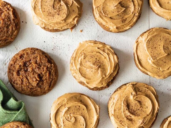 Pumpkin cookies with espresso frosting