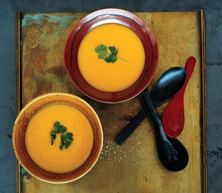 Pumpkin, corn, and lemongrass soup