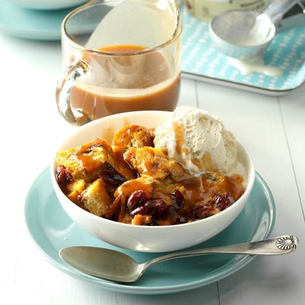 Pumpkin cranberry bread pudding