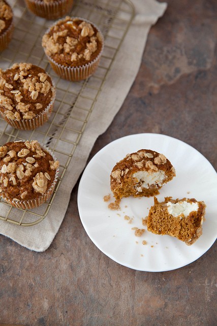 Pumpkin cream cheese muffins, lightened up