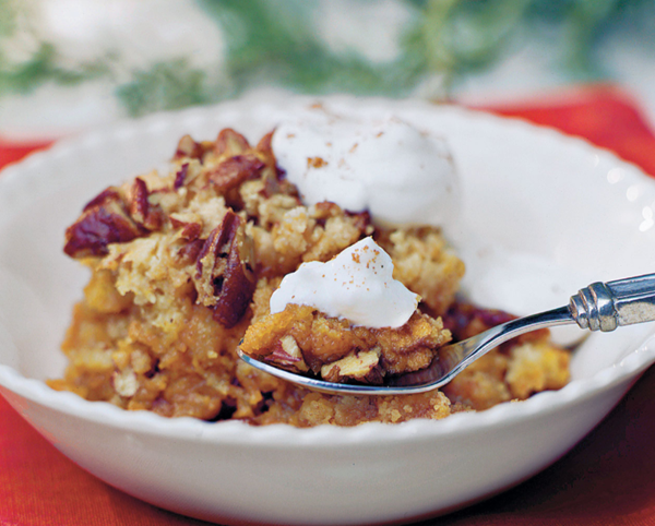 Pumpkin crisp with nutmeg whipped cream