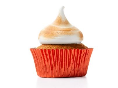 Pumpkin cupcakes with burnt marshmallow frosting