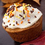 Pumpkin cupcakes with cream cheese icing