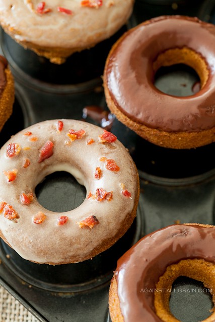 Pumpkin donuts (with maple-bacon glaze or chocolate frosting)