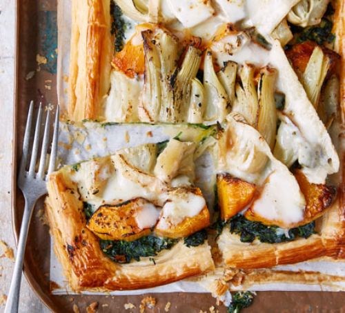 Pumpkin, fennel & Taleggio galette