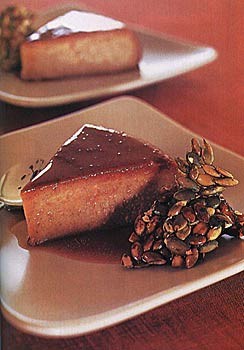 Pumpkin flan with pumpkin-seed praline