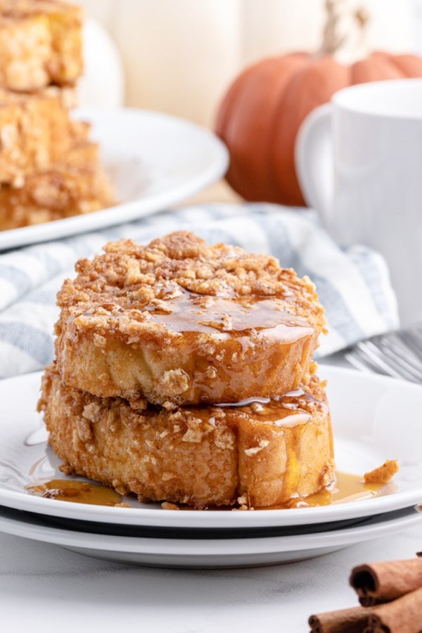 Pumpkin French toast with Cinnamon Toast Crunch crust
