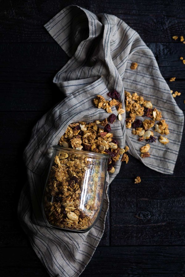 Pumpkin granola with pecans and cranberries