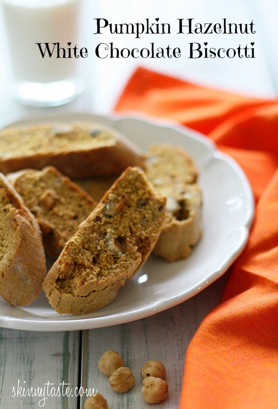 Pumpkin hazelnut white chocolate biscotti