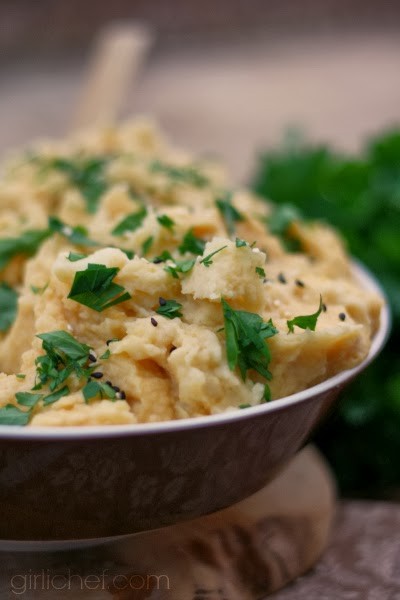 Pumpkin hummus mashed potatoes