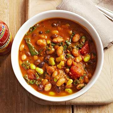 Pumpkin-kale calico bean stew