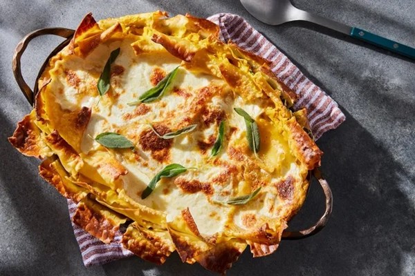 Pumpkin lasagna with fried sage
