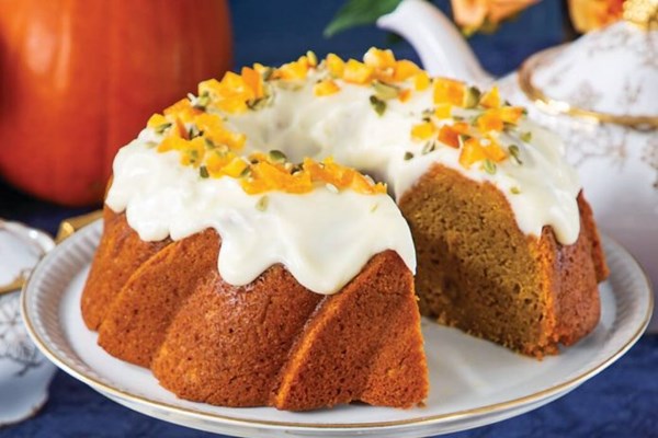 Pumpkin-mascarpone bundt cake with mascarpone glaze