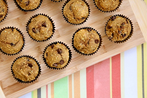 Pumpkin, millet, and chocolate muffins