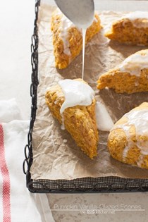 Pumpkin-obsessed vanilla-glazed scones