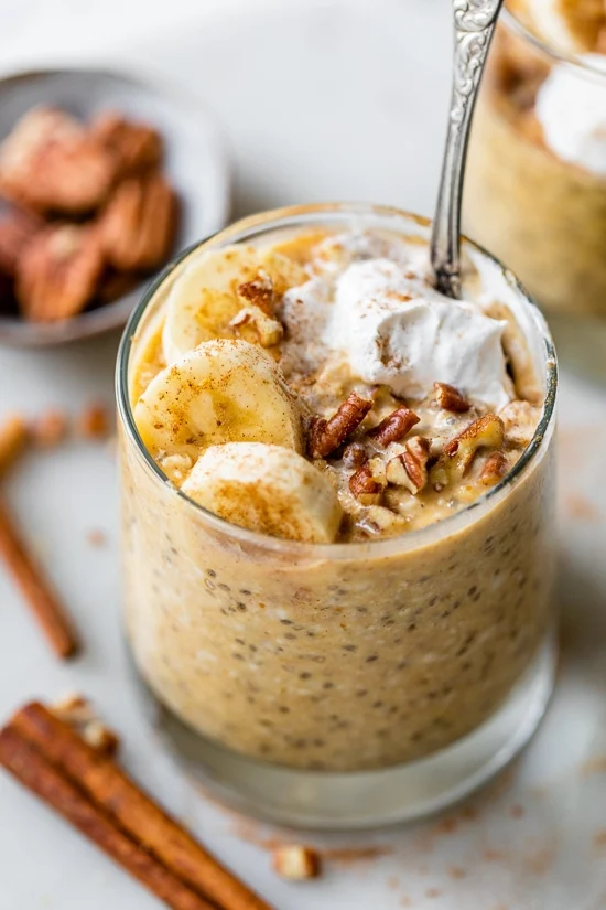 Pumpkin overnight oats in a jar