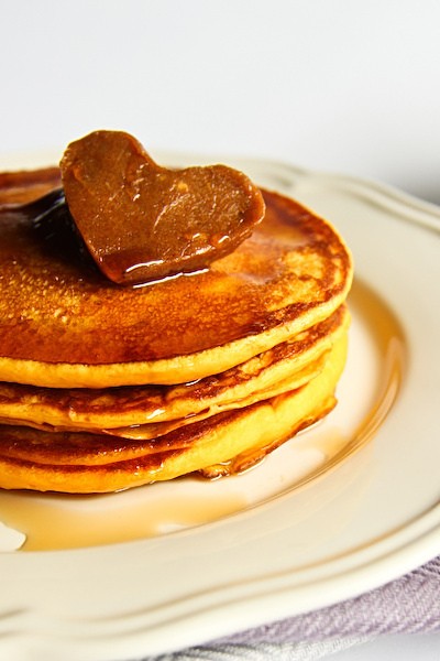 Pumpkin pancakes with cinnamon butter