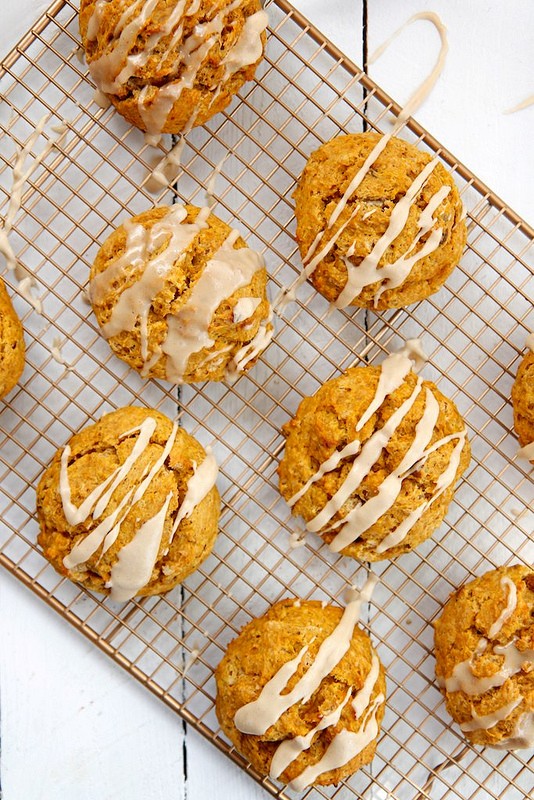 Pumpkin pecan scones with brown butter glaze