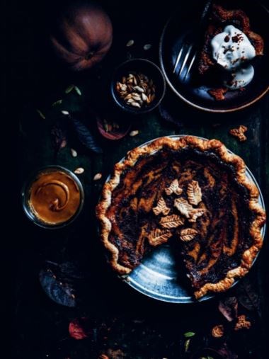 Pumpkin pie with chocolate
