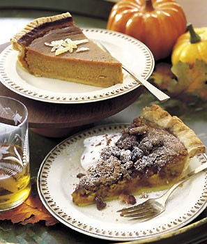 Pumpkin pie with spiced walnut streusel
