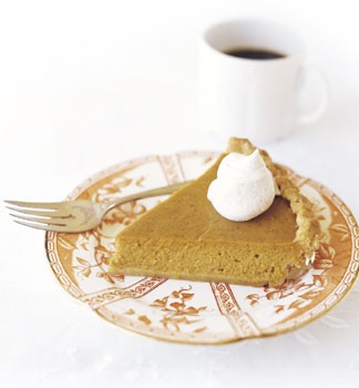 Pumpkin pie with spiced whipped cream