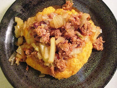 Pumpkin polenta with Italian sausage and fennel