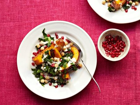 Pumpkin, pomegranate and tahini salad