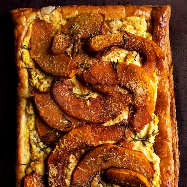 Pumpkin, ricotta and rosemary tart