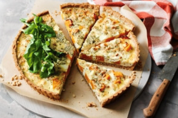 Pumpkin, sage, pine nut and goat's cheese quiche