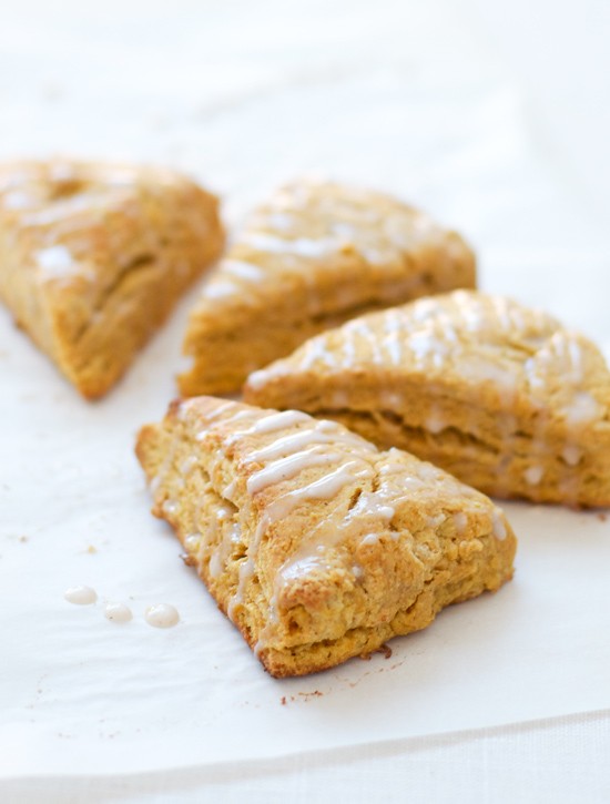 Pumpkin scones with cinnamon sugar glaze