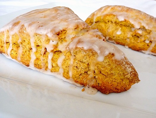 Pumpkin scones with spiced glaze