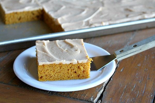 Pumpkin sheet cake with butterscotch frosting