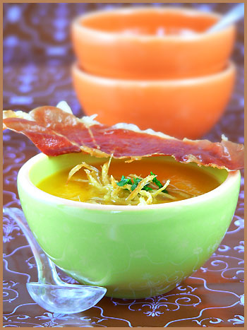 Pumpkin soup with crystallized ginger (Soupe à la courge et gingembre cristallisé)