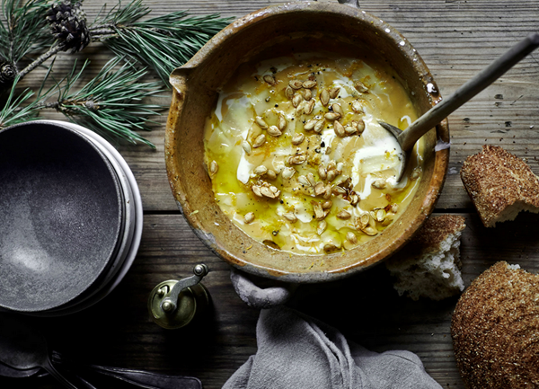 Pumpkin soup with orange and Parmigiano-Reggiano