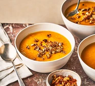 Pumpkin soup with savoury granola