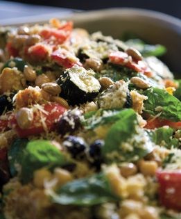 Pumpkin, spinach & olive couscous salad