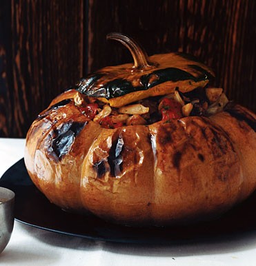 Pumpkin stuffed with vegetable stew