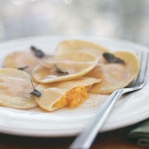 Pumpkin tortelli with brown butter and sage