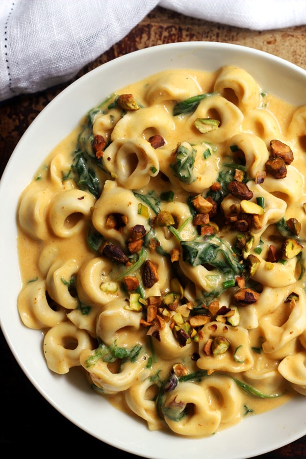Pumpkin tortellini with pumpkin Alfredo sauce