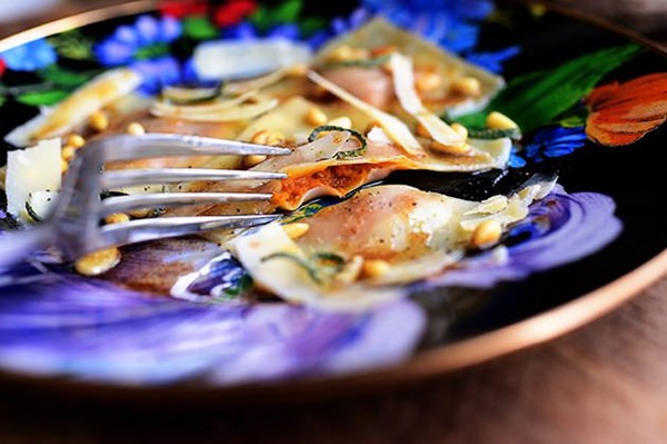 Pumpkin wonton ravioli